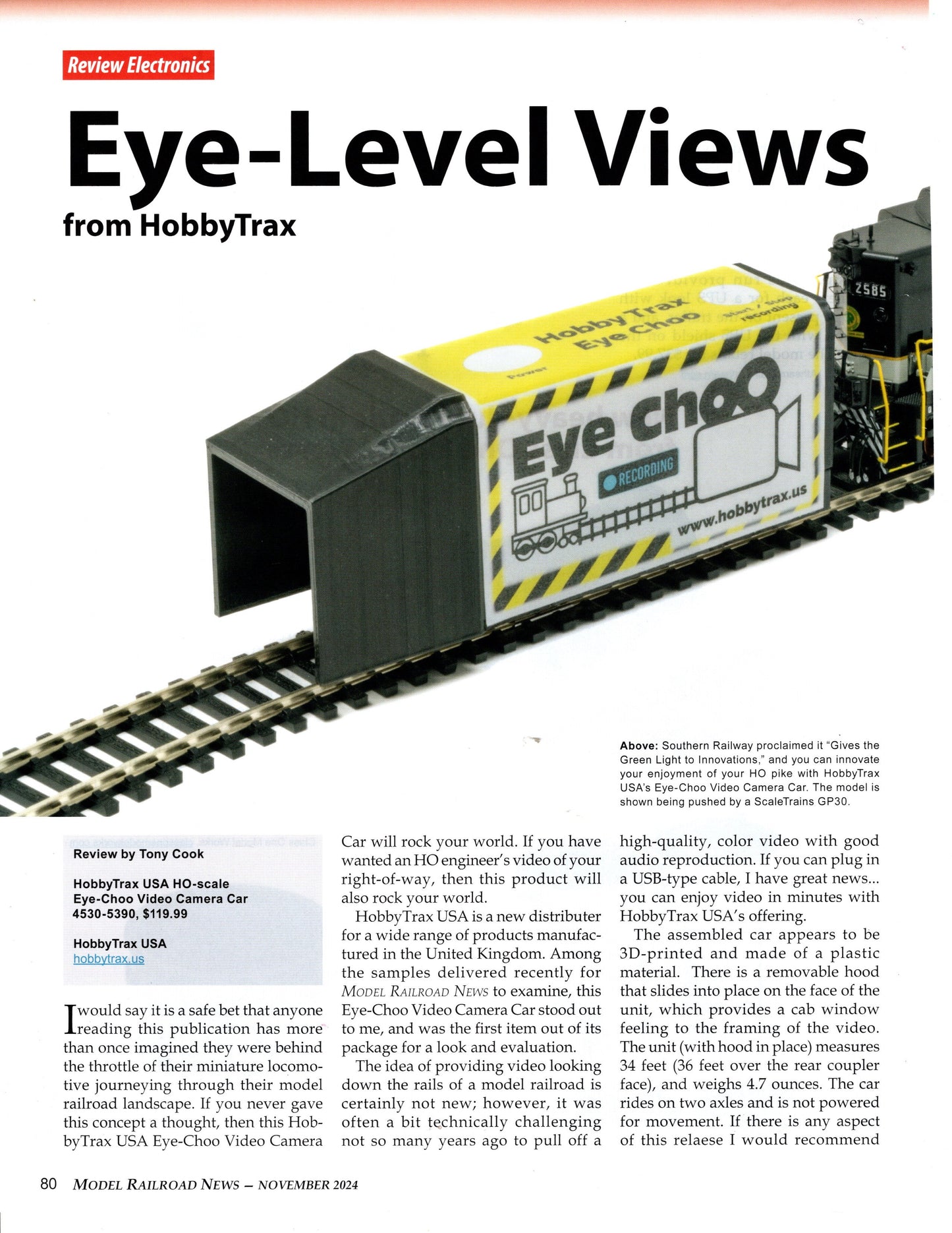 Eye Choo Camera Car for HO and Larger Scales