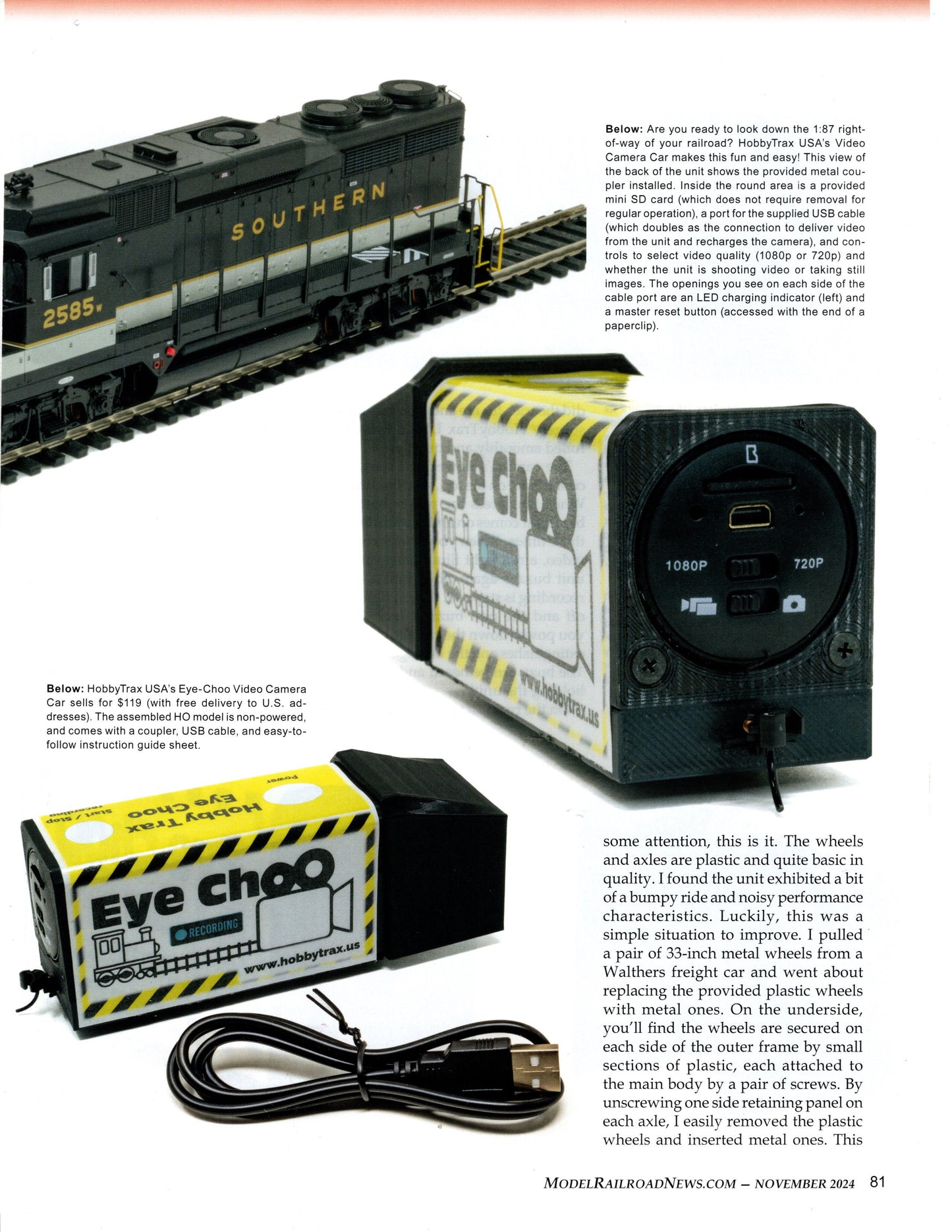 Eye Choo Camera Car for HO and Larger Scales