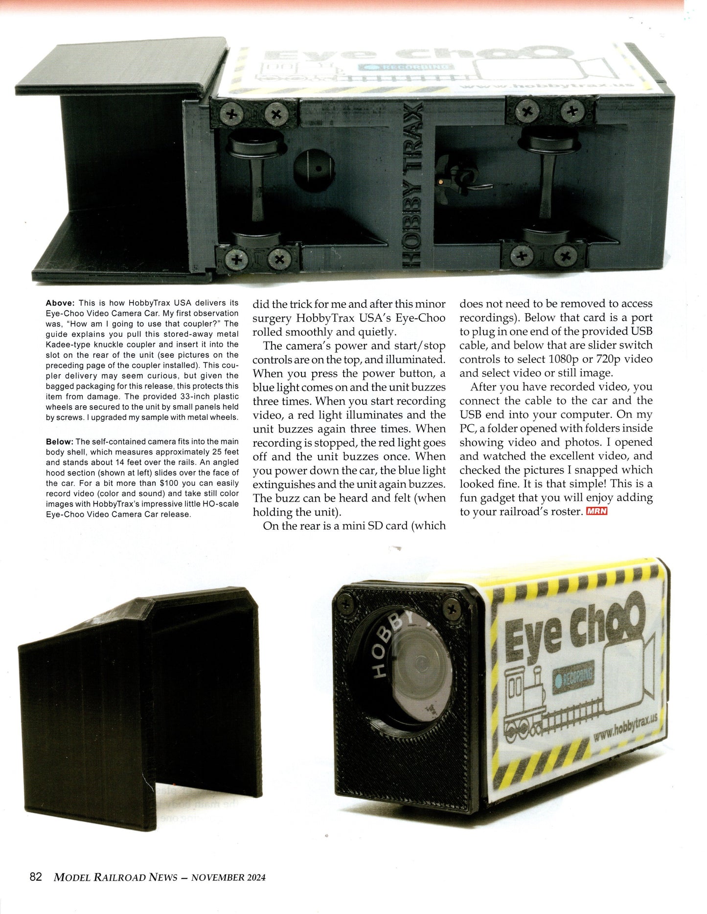 Eye Choo Camera Car for HO and Larger Scales