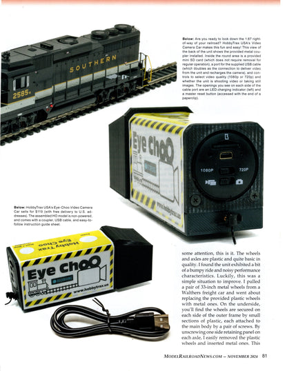 Eye Choo Camera Car for HO and Larger Scales